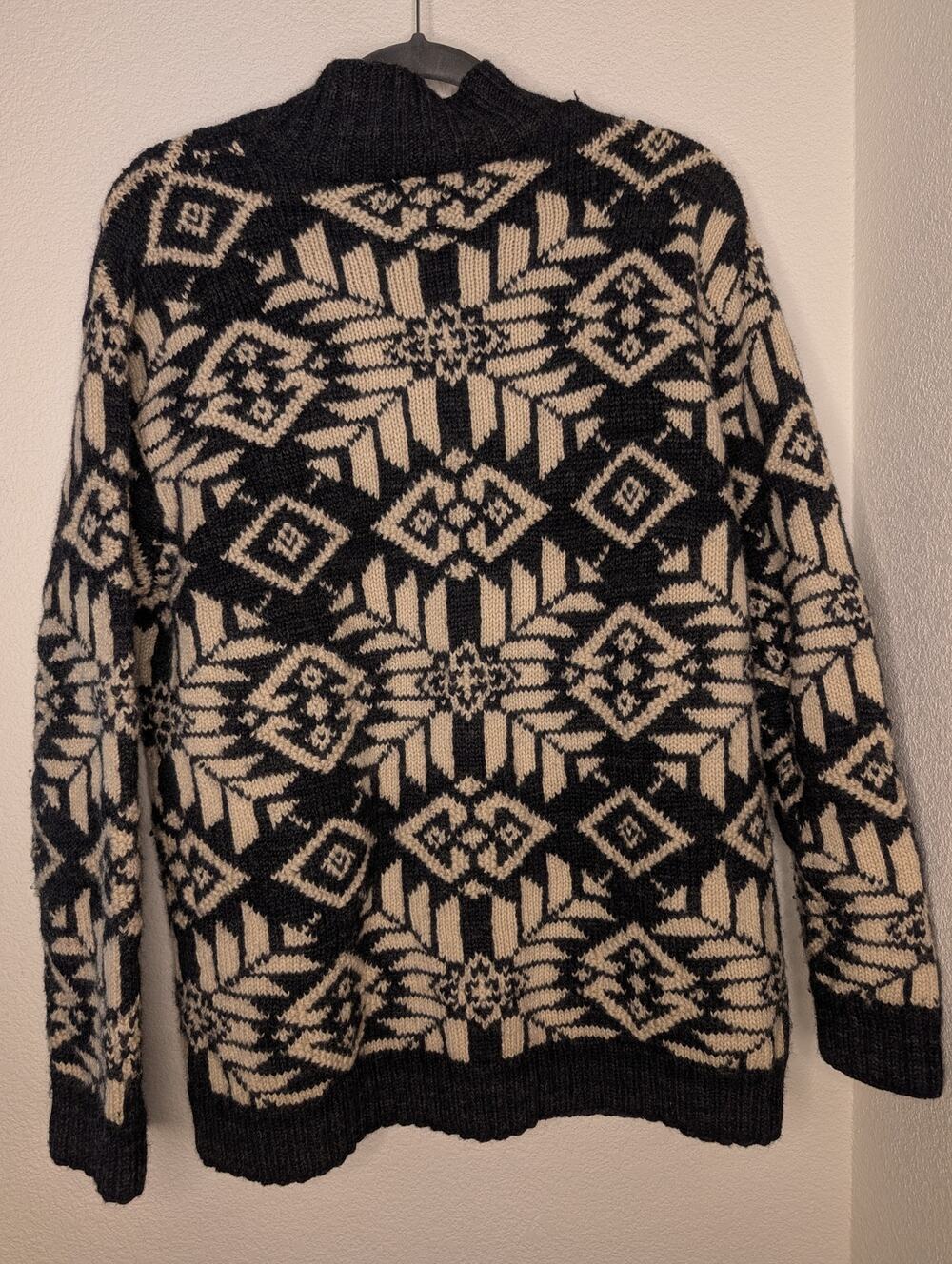 VTG Ralph Lauren Women's Hand Knit 100% Worsted Wool Sweater XL Aztec Nordic